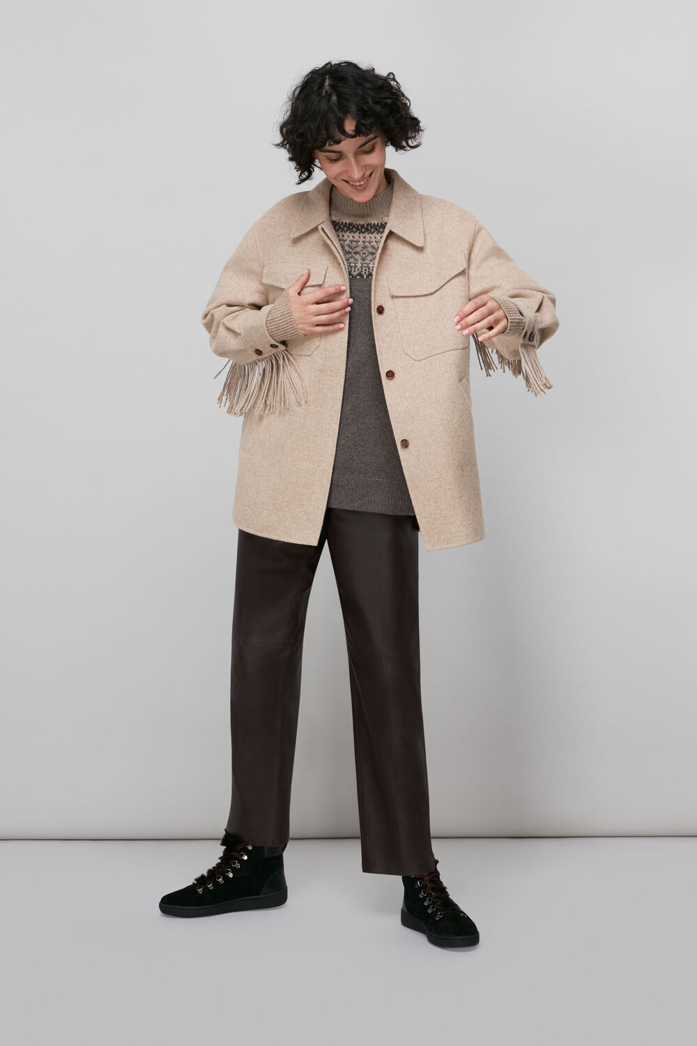 Fringe Detail Wool Overshirt