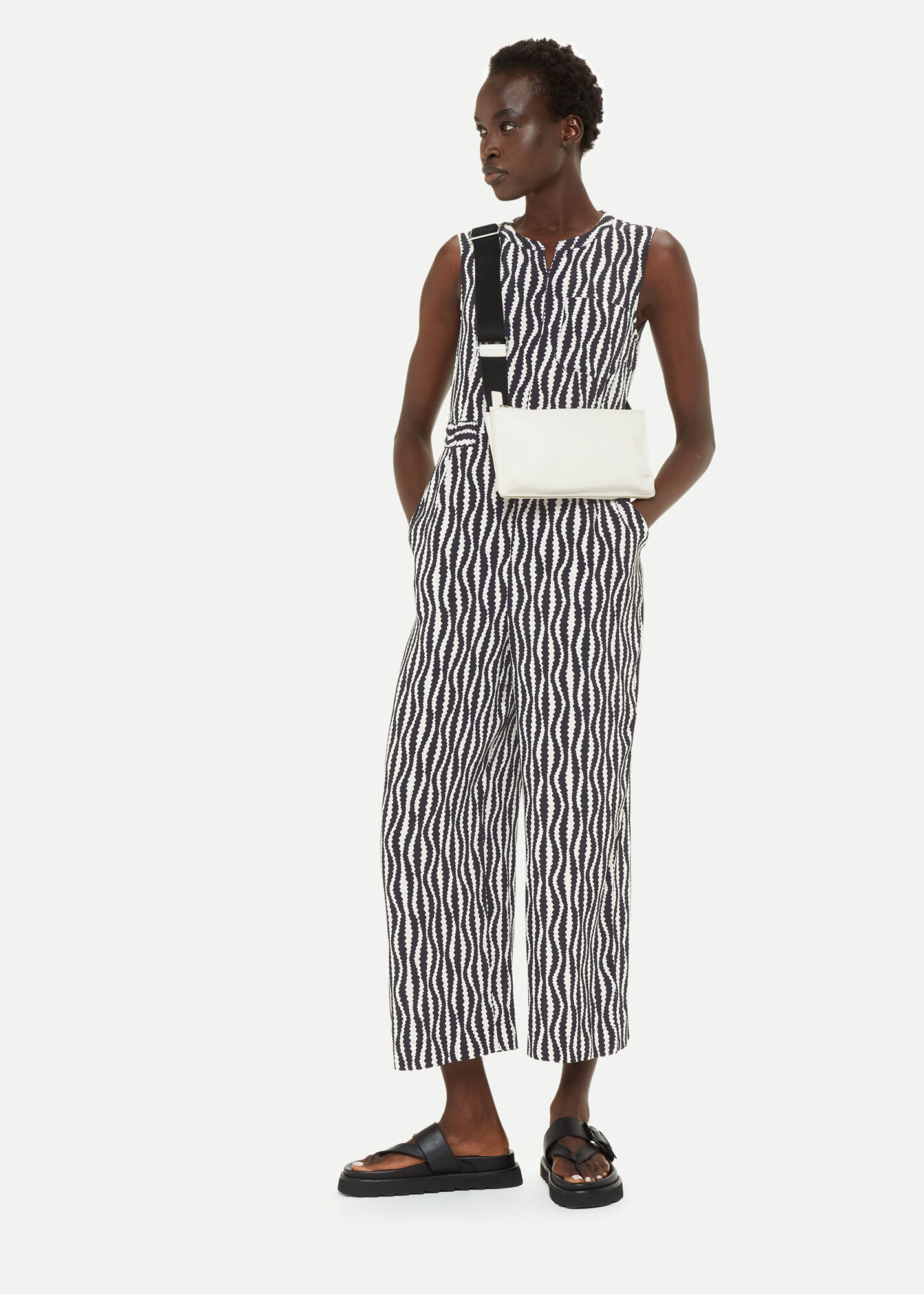 Jumpsuit black 2025 and white stripes