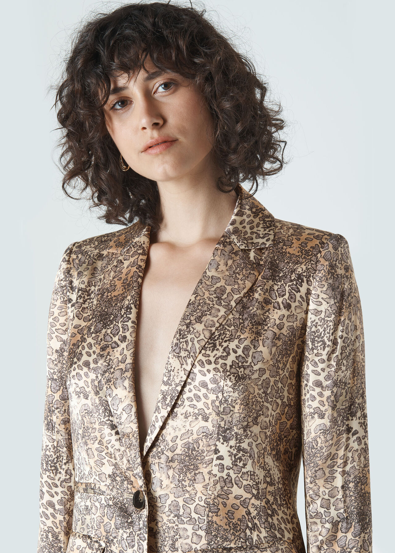 Big Cat Print Satin Blazer Multicolour