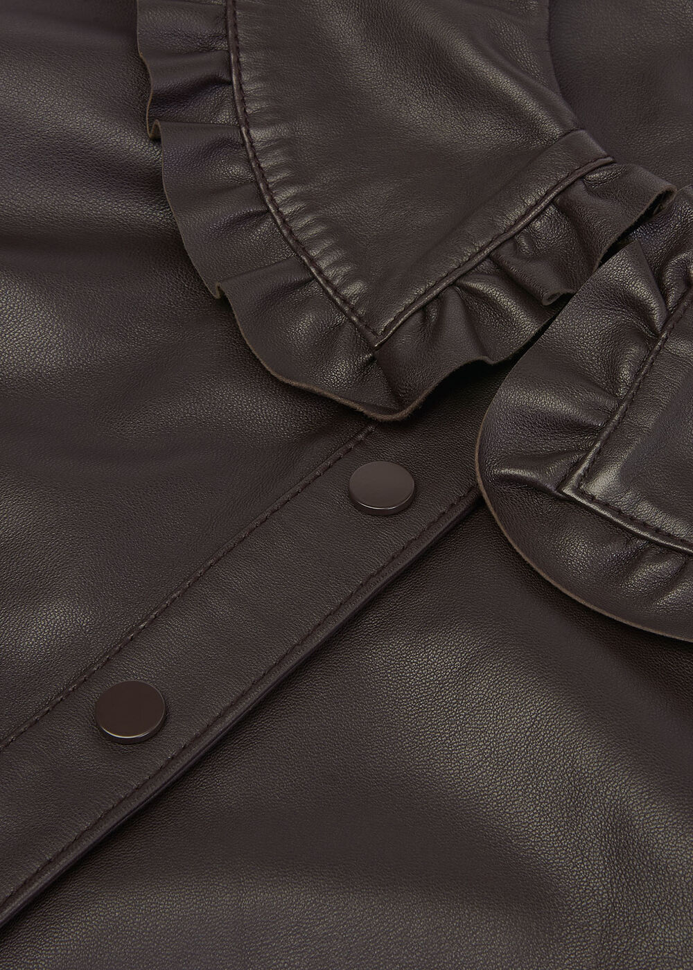 Leather Frill Collar Shirt