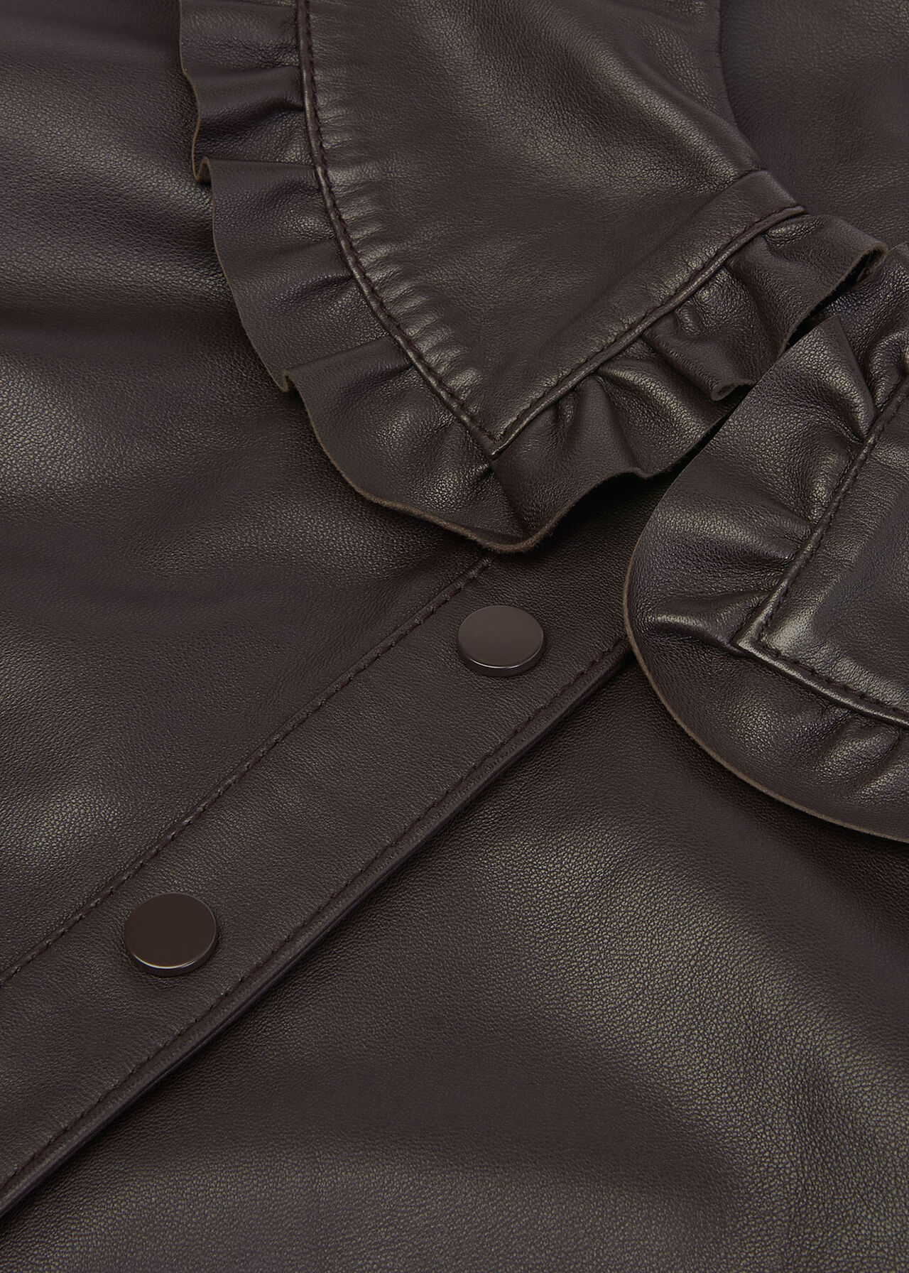 Leather Frill Collar Shirt