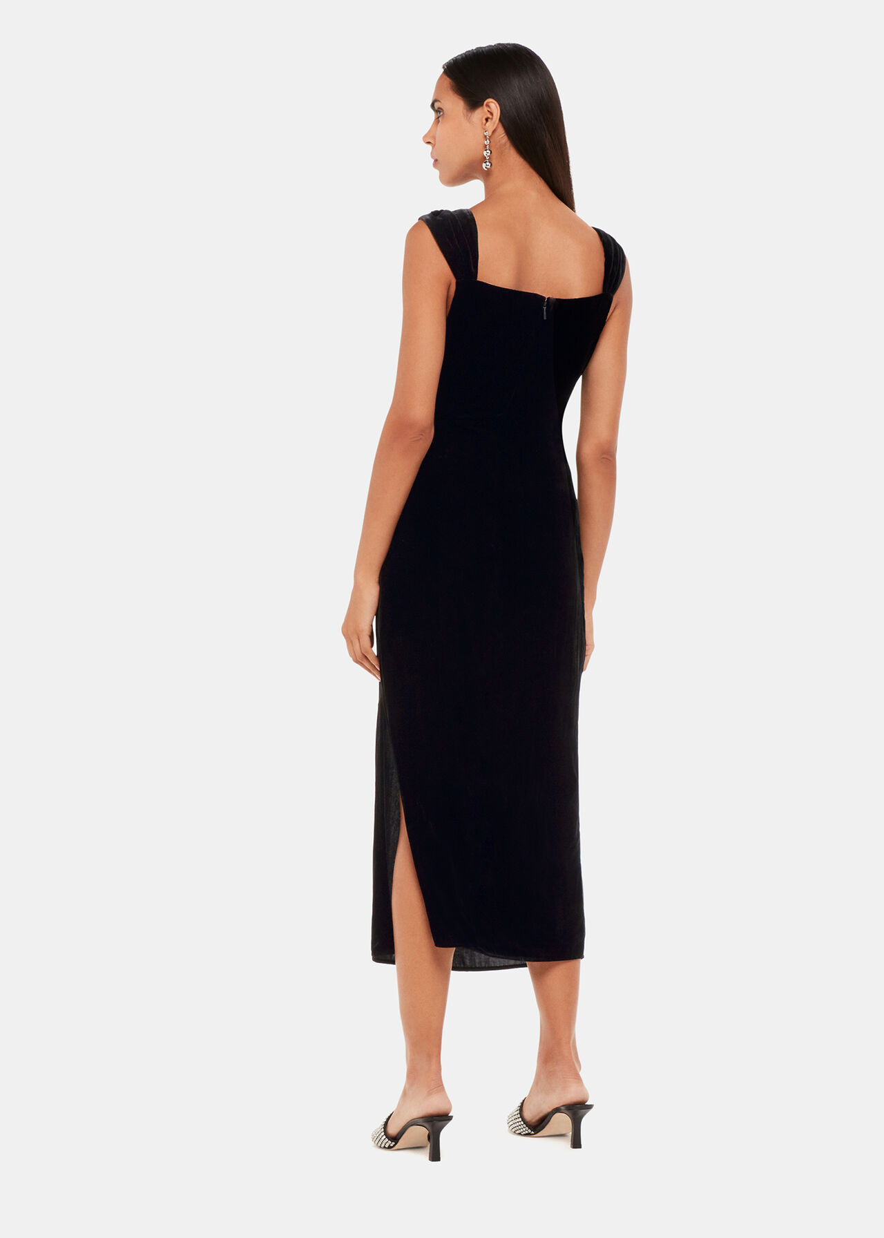 Draped Velvet Midi Dress