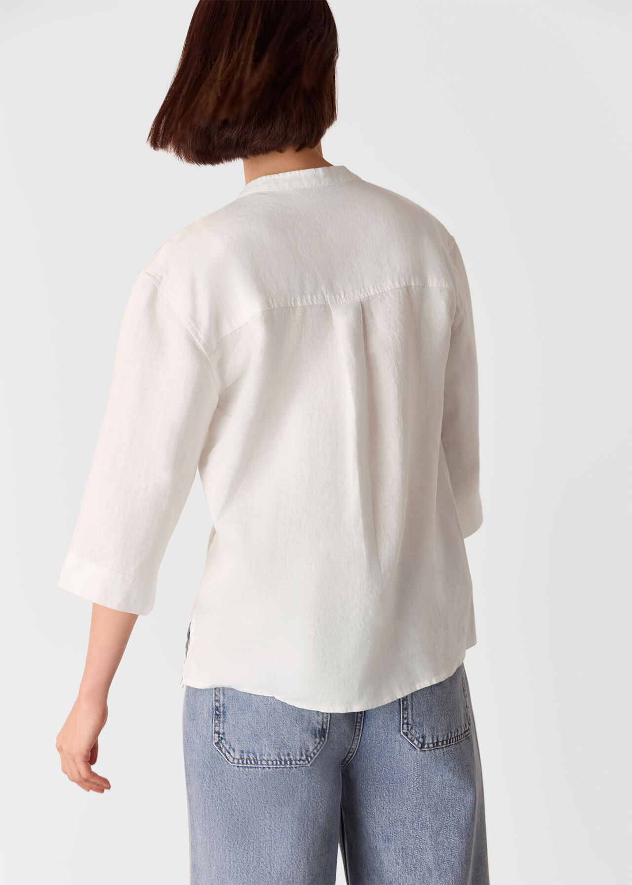 Linen Grandad Collar Shirt