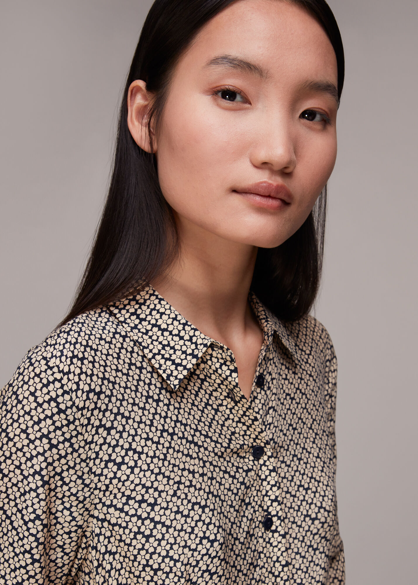 Navy/Multi Clover Print Shirt Dress WHISTLES