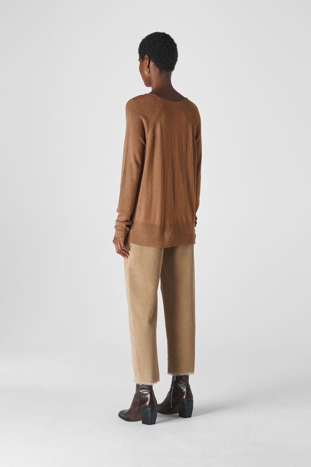 Scoop Neck Silk Mix Knit Camel