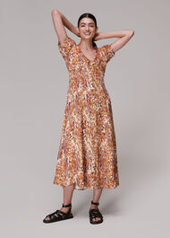 Marble Print Silk Midi Dress