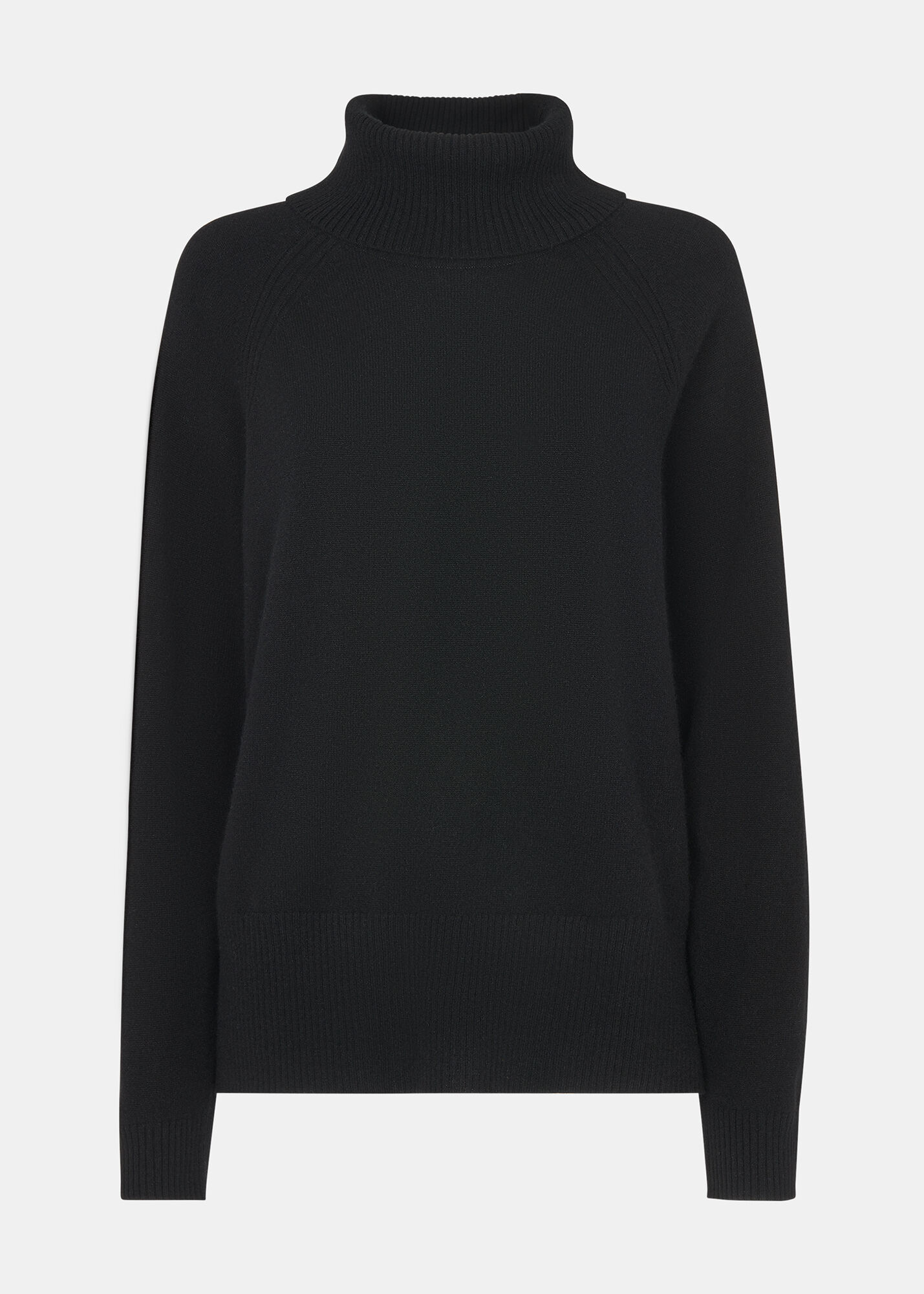 Black Cashmere Roll Neck Jumper 