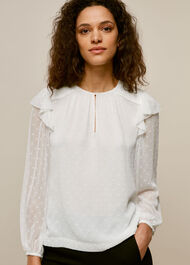 Sophia Dobby Smocked Top Ivory