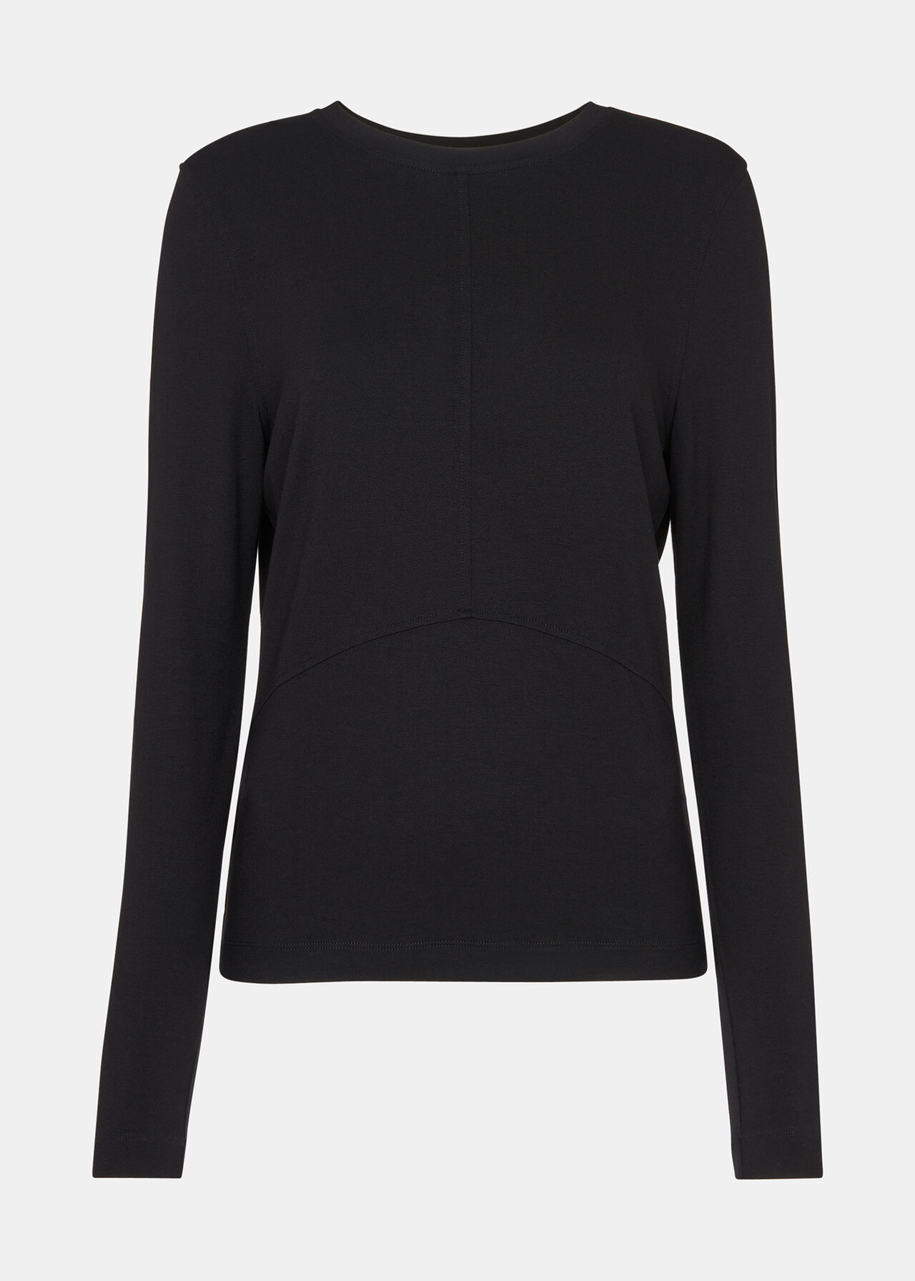 Black Curve Seam Detail Top | WHISTLES | Whistles UK