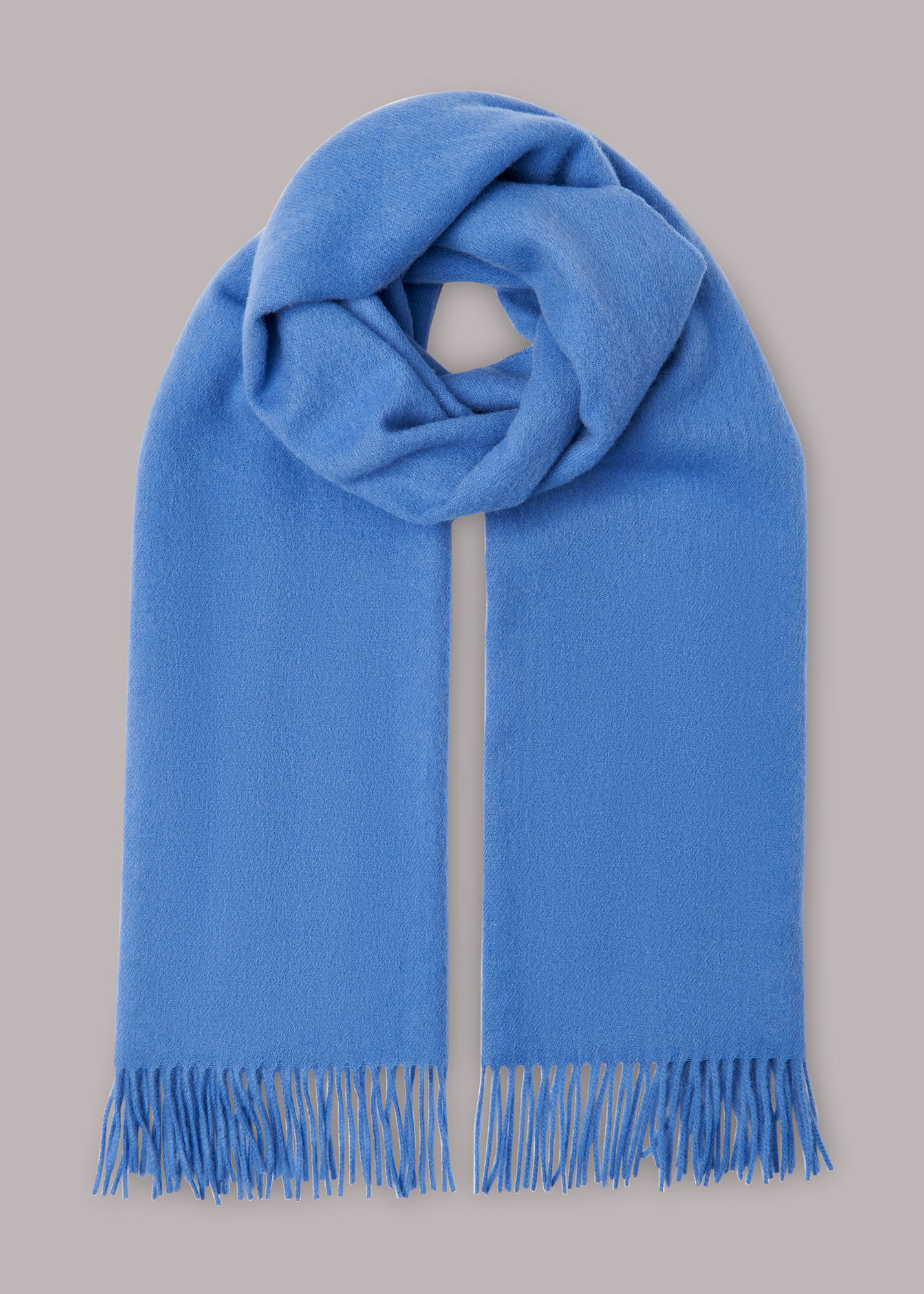 Blue Fringed Wool Scarf | WHISTLES | Whistles UK |
