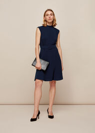 Sleeveless Belted Dress Navy