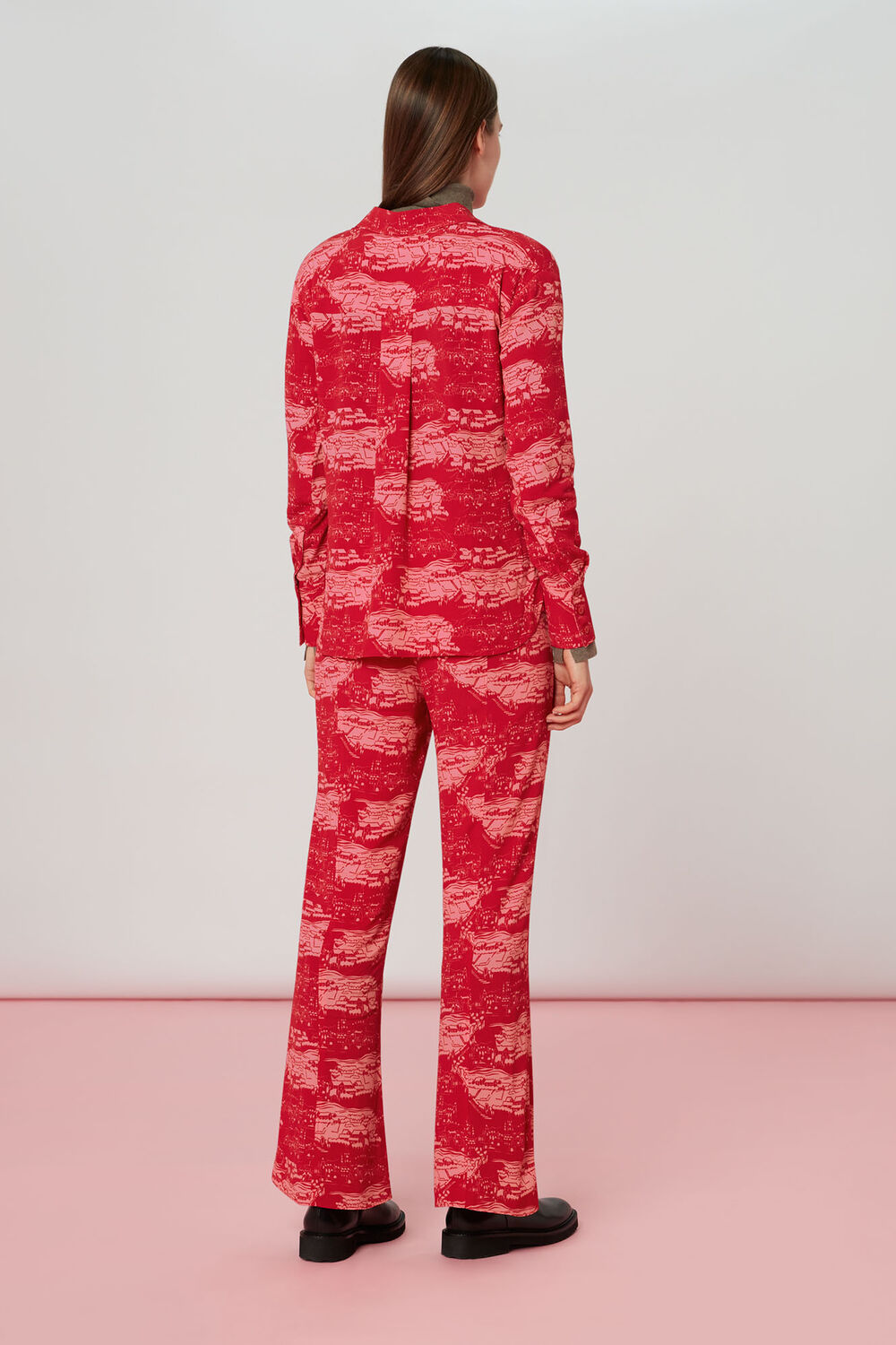 Field Print Flared Trousers