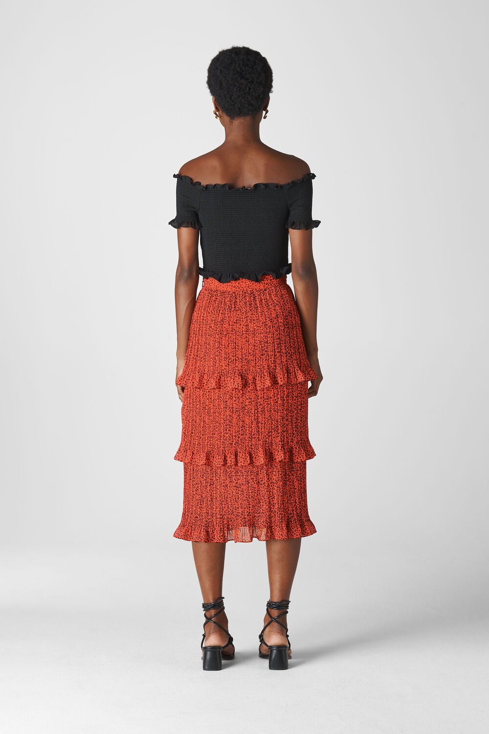 Mini Leopard Tiered Skirt Flame/Multi