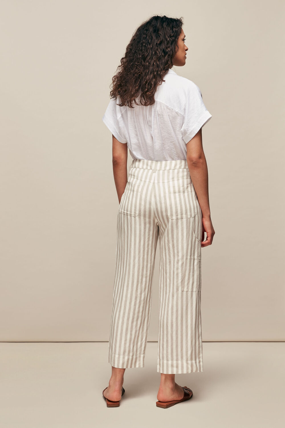 Linen Stripe Trouser White/Multi
