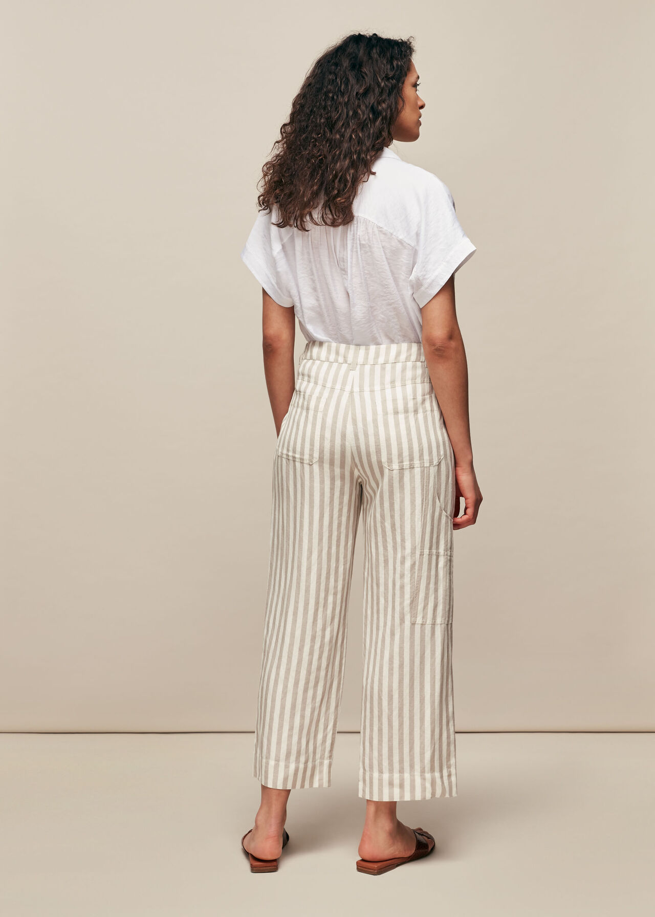 Linen Stripe Trouser White/Multi