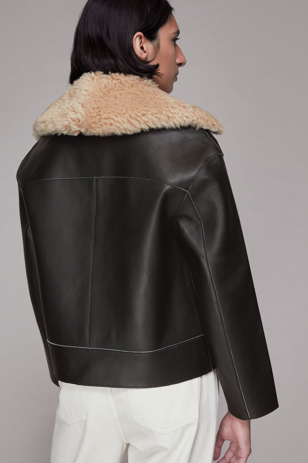 Bonded Shearling Collar Jacket