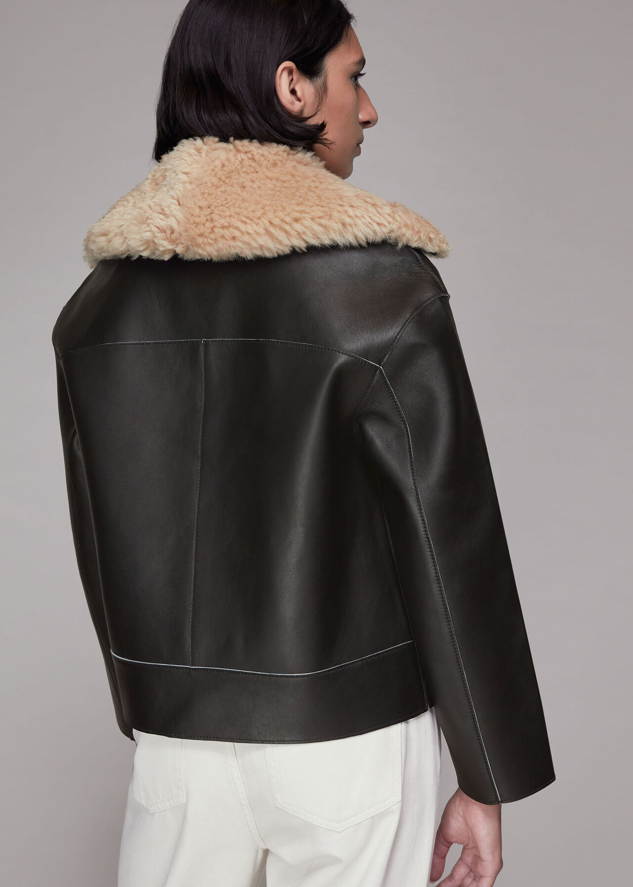 Bonded Shearling Collar Jacket