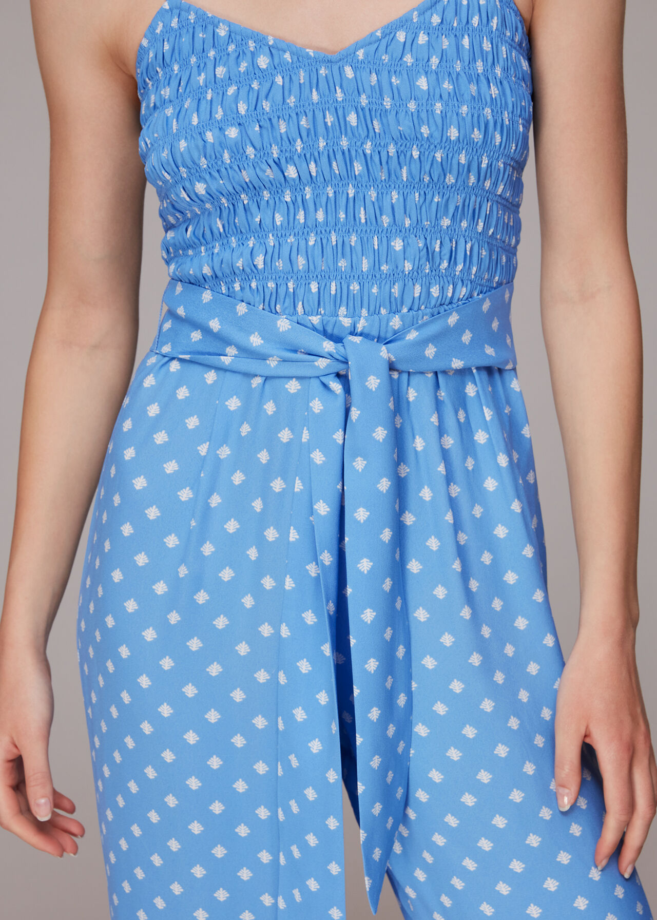 Rounded Leaf Shirred Jumpsuit