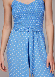 Rounded Leaf Shirred Jumpsuit