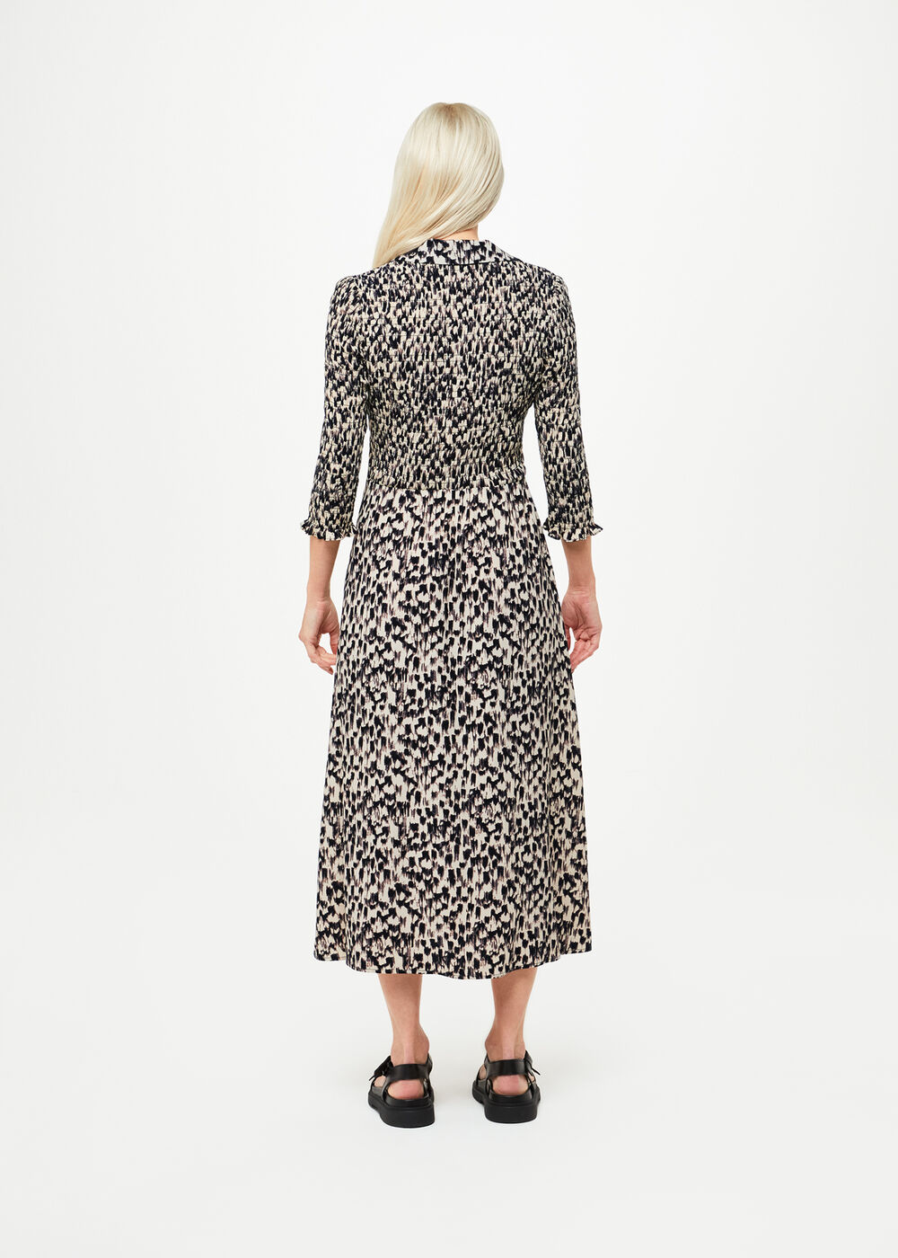 Petite Speeding Squares Shirred Dress
