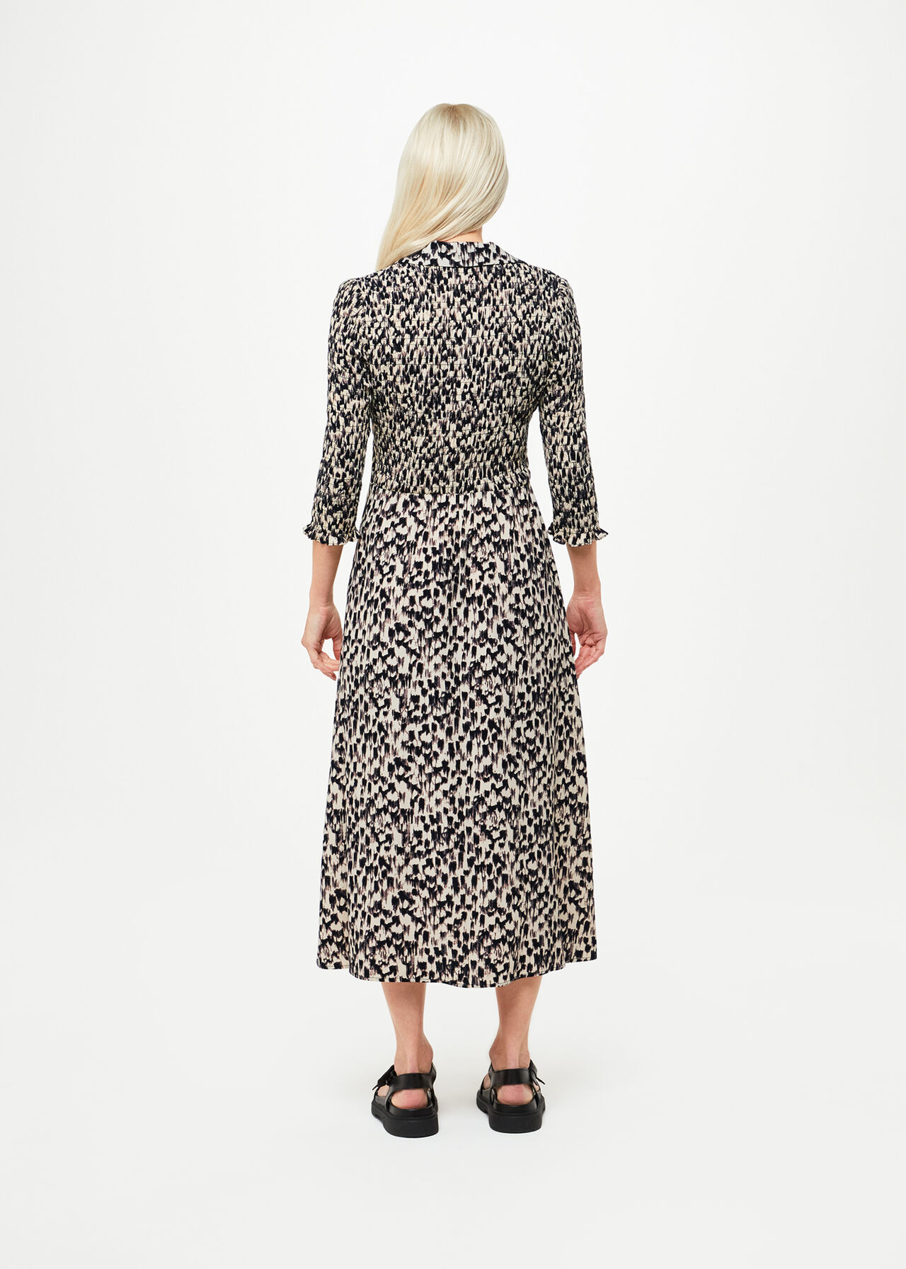Petite Speeding Squares Shirred Dress
