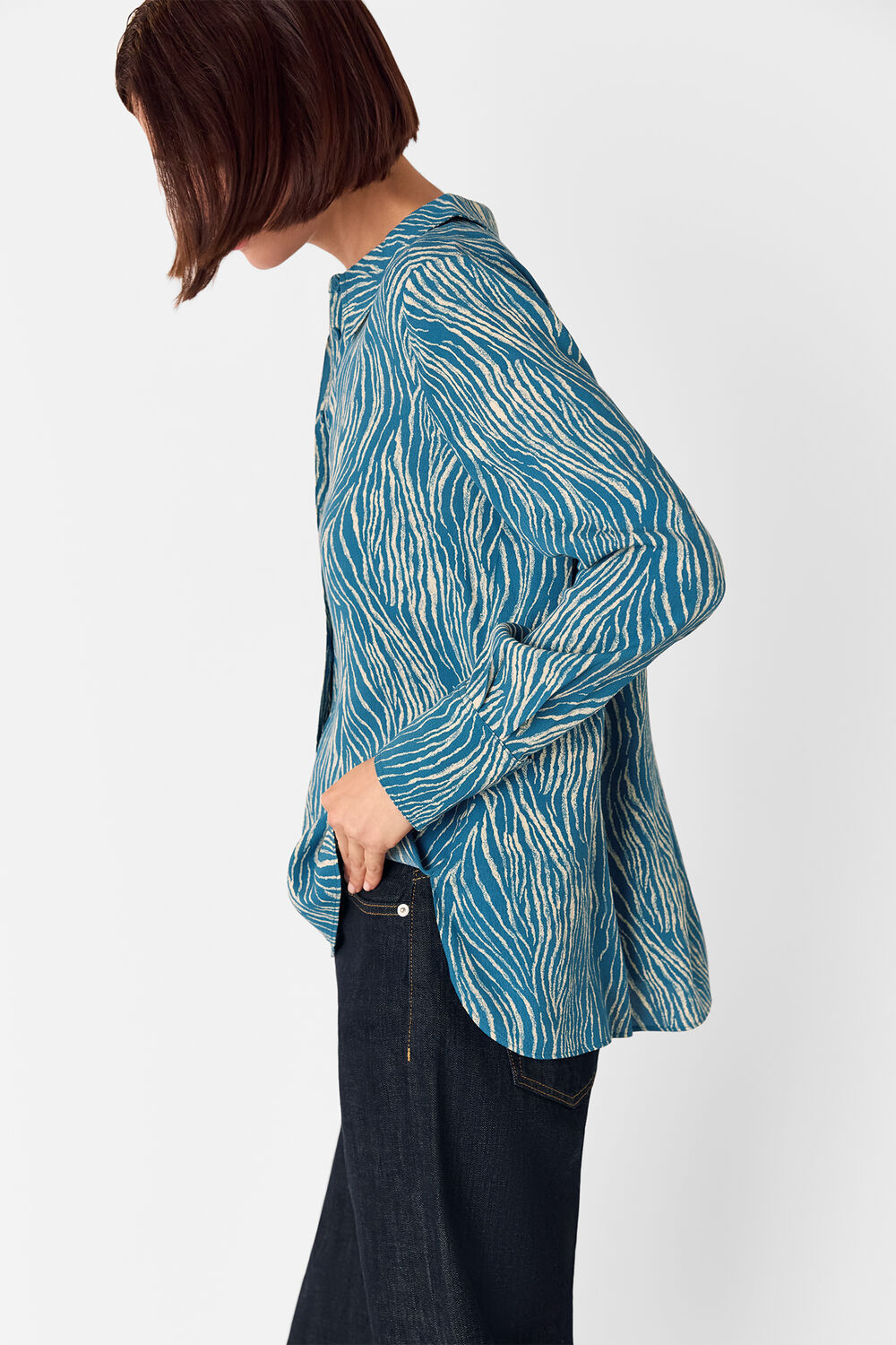 Blue Zebra Button Up Shirt