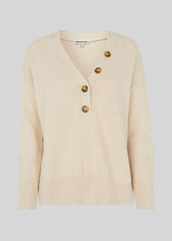 Button Detail Rib Knit Neutral