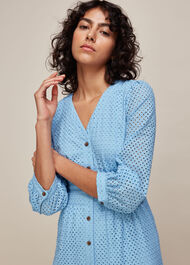 Sara Midi Broderie Dress Pale Blue