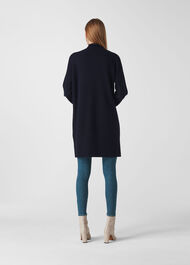 Rib Sleeve Knit Dress Navy