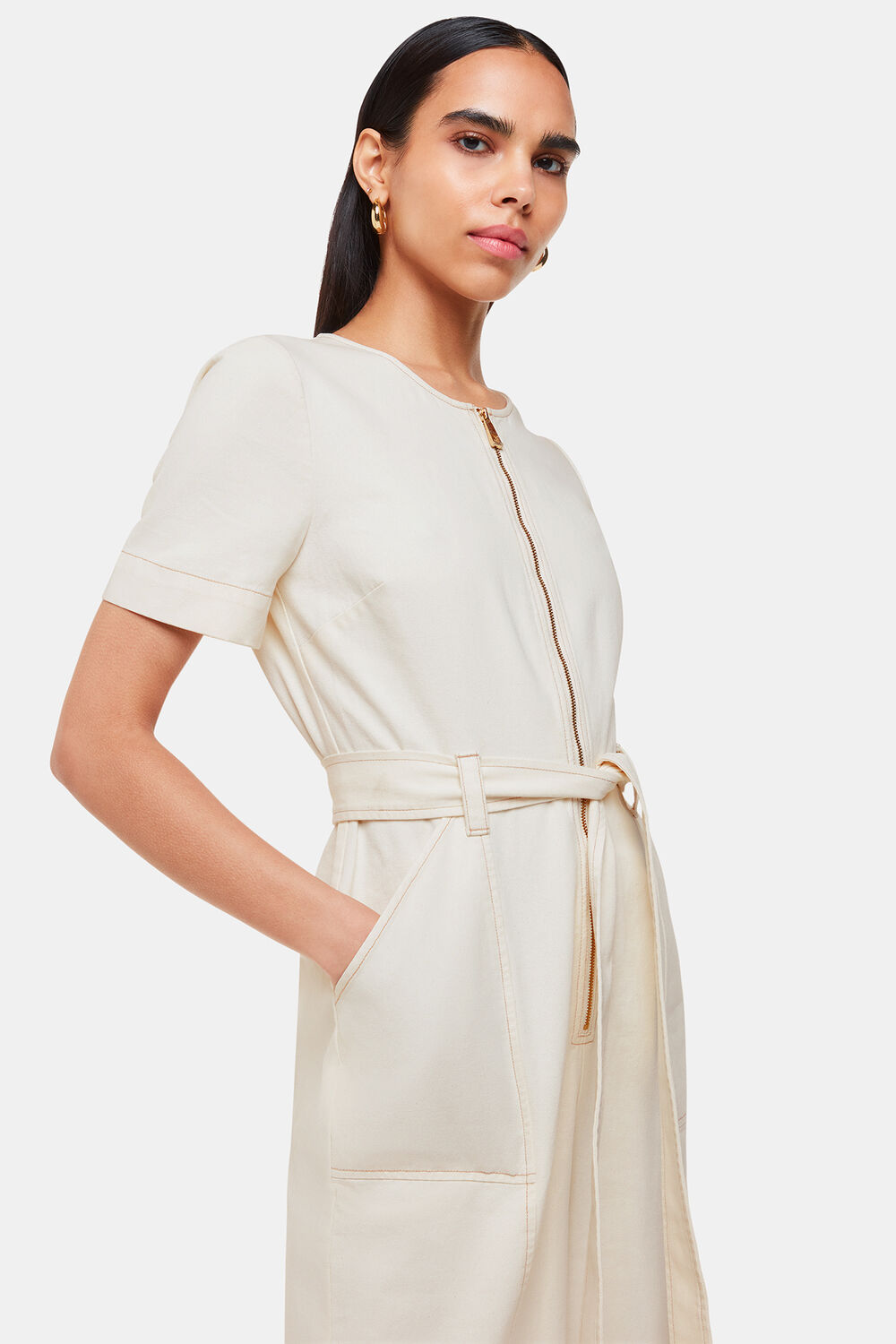 Short Sleeve Denim Jumpsuit