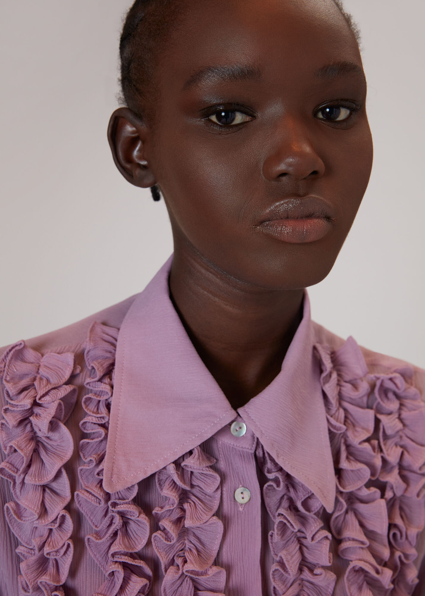 Lilac Whistles X Hai Ruffle Blouse | WHISTLES | Whistles US |