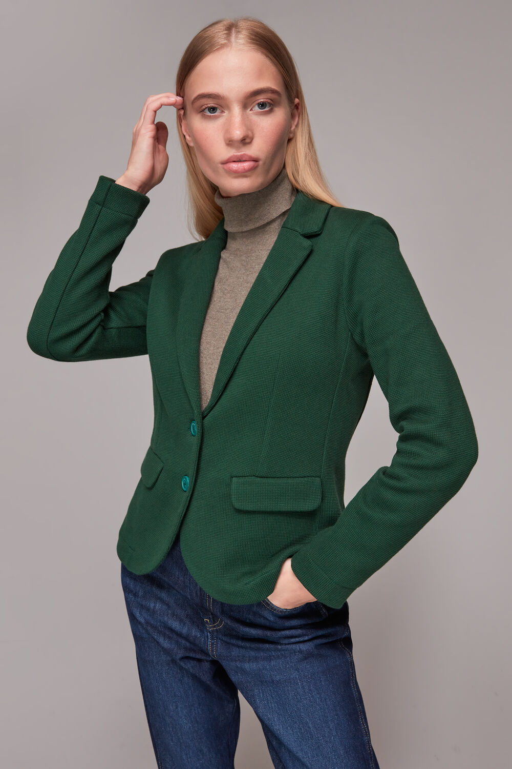 Dark Green Slim Fit Jersey Jacket