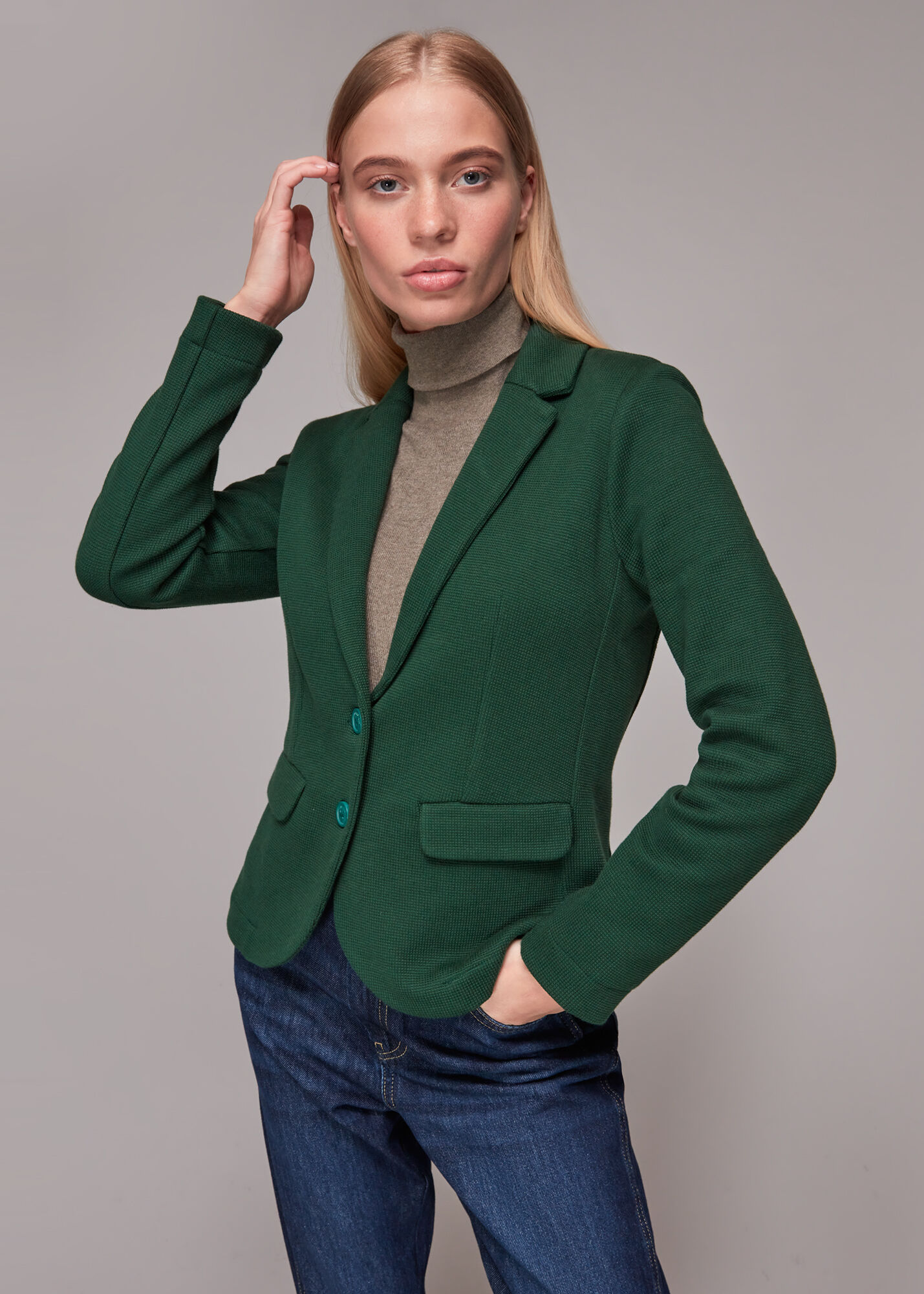 Dark Green Slim Fit Jersey Jacket WHISTLES