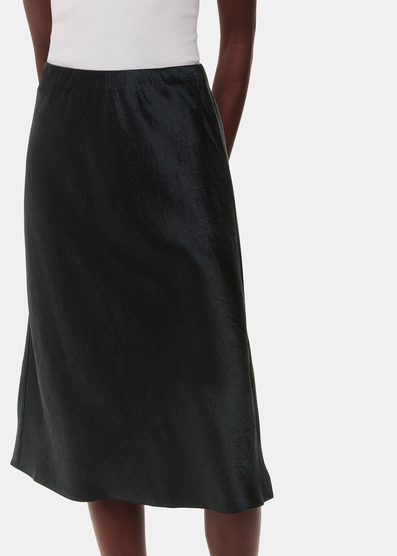 Satin Knee Length Skirt