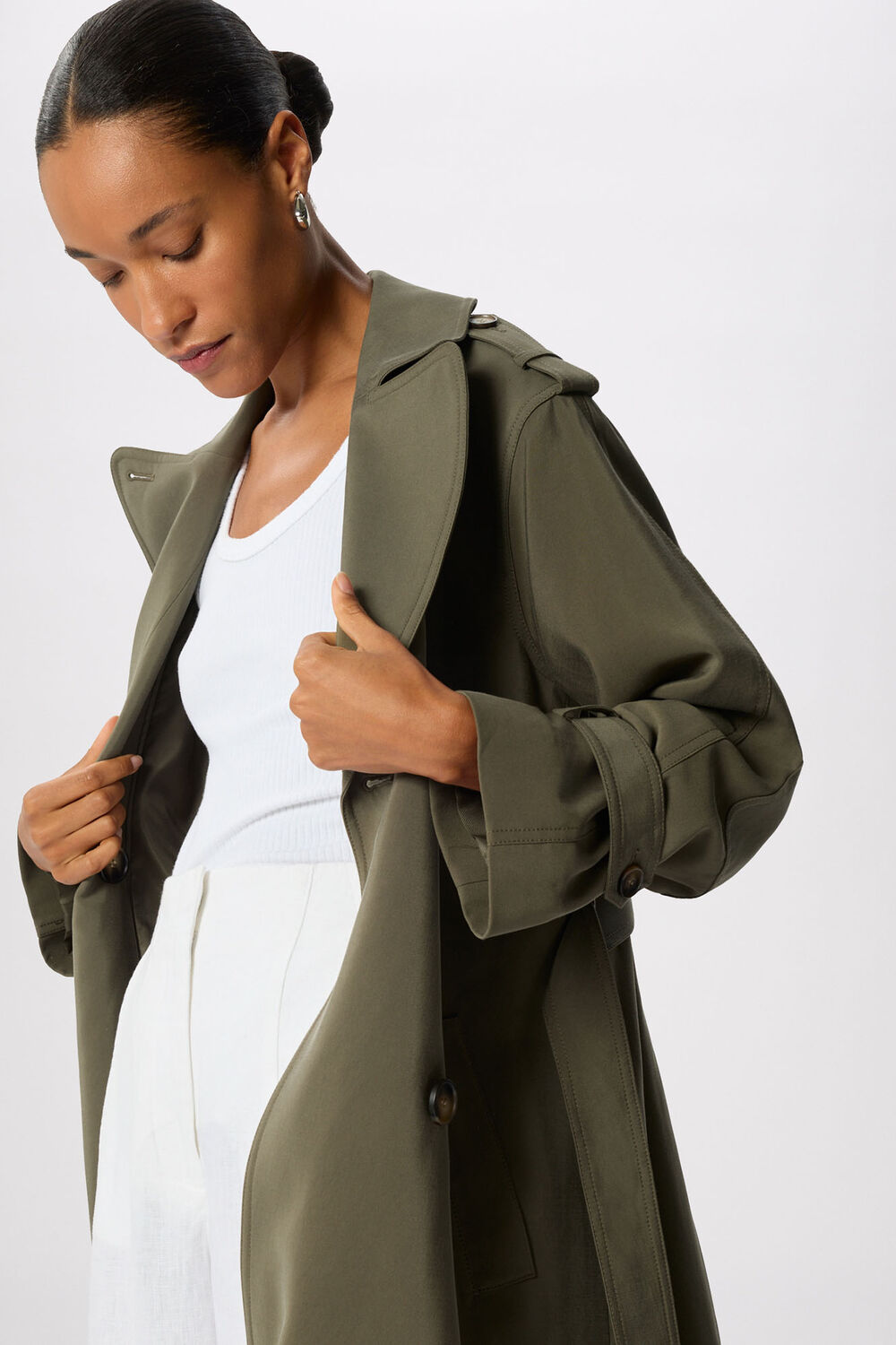 Khaki Petite Riley Trench Coat