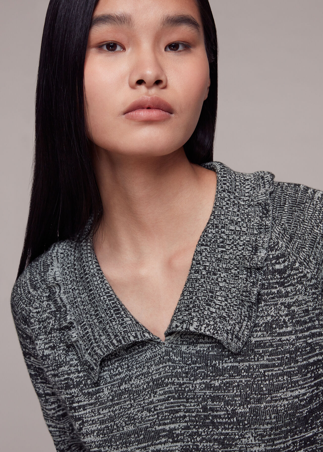 Black/Multi Frill Collar Sweater | WHISTLES
