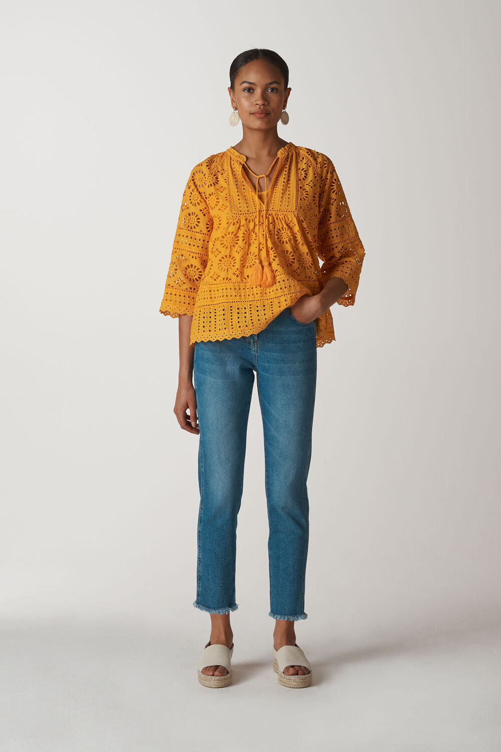 Maggie Broderie Blouse Yellow