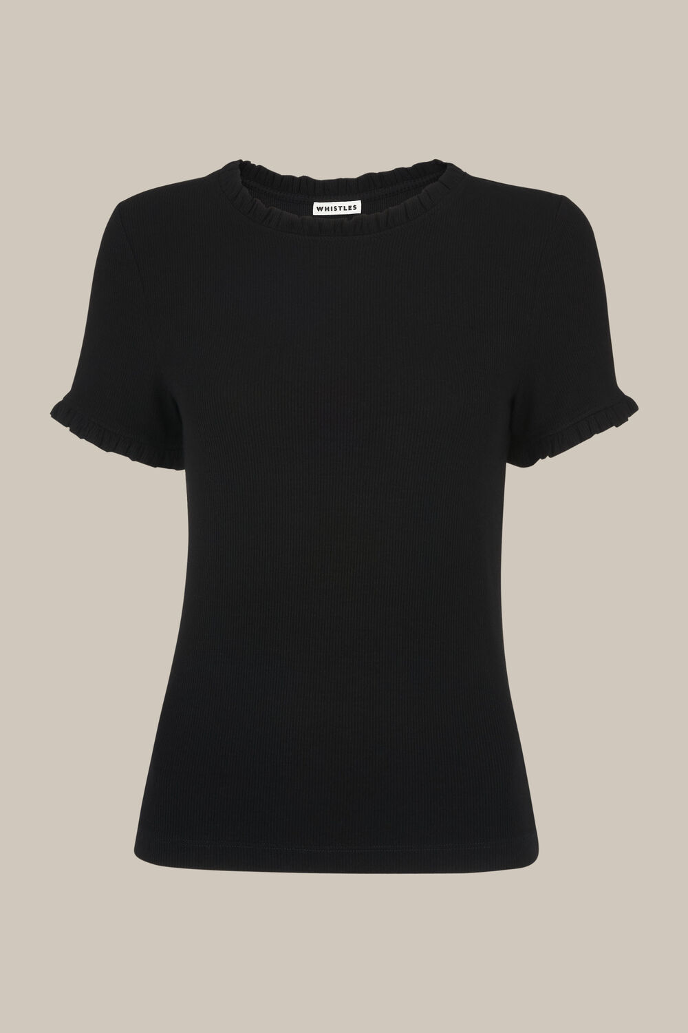 Rib Frill Detail Tshirt Black
