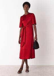 Satin Twist Waist Midi Dress
