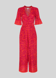 Henna Print Tie Front Jumpsuit Pink/Multi