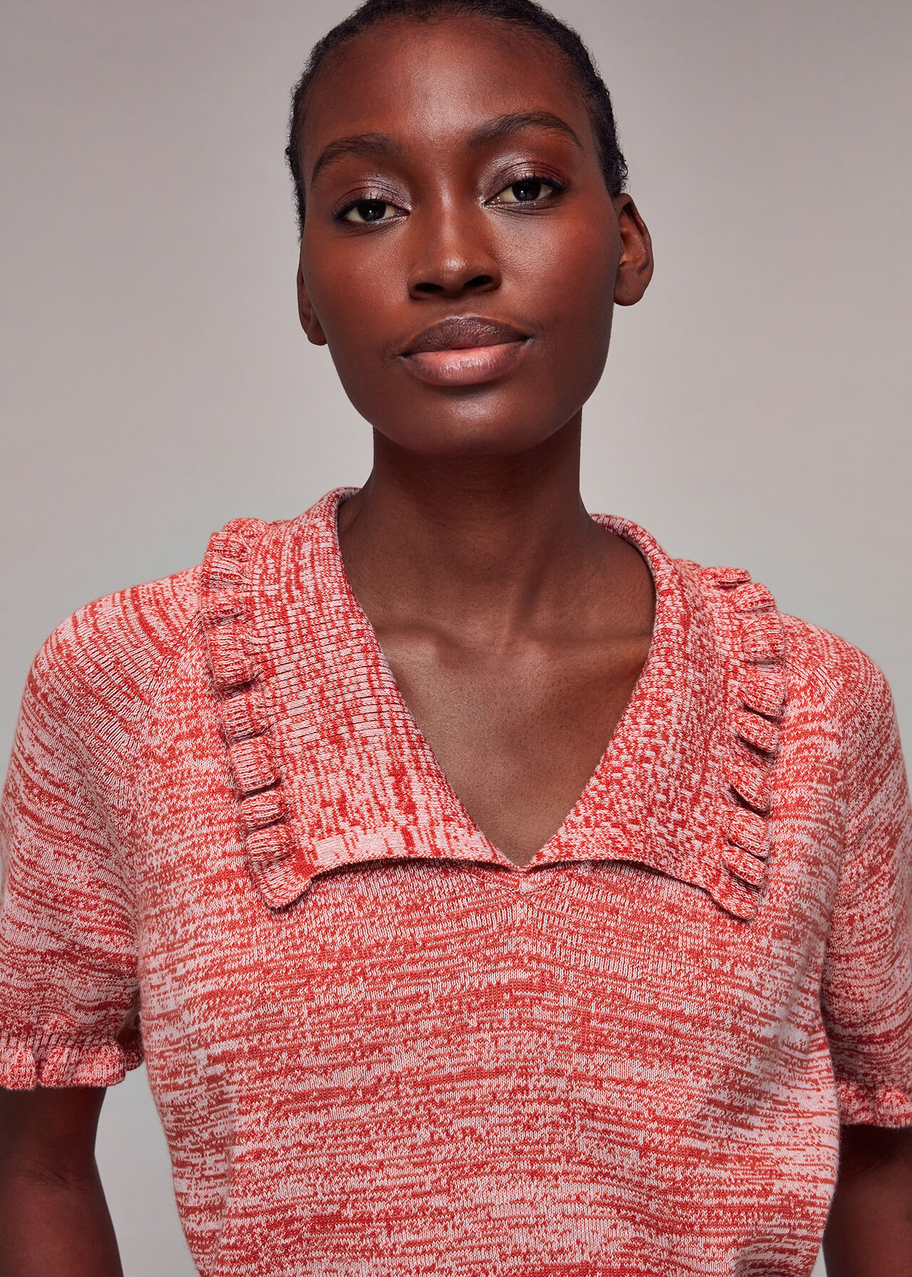 Frill Collar Short Sleeve Knit