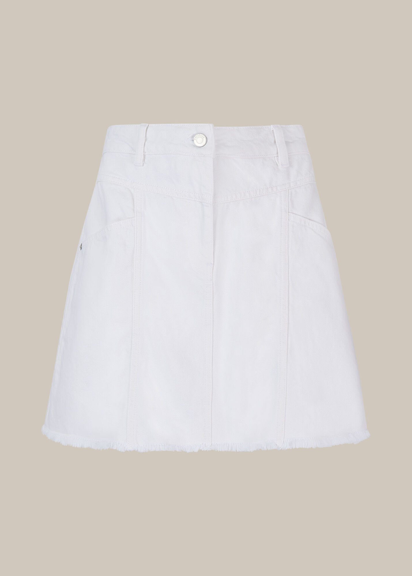 White Seam Detail Frayed Denim Skirt | WHISTLES | Whistles