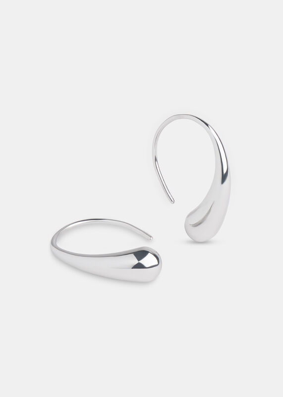 Silver Curved Teardrop Wire Earring