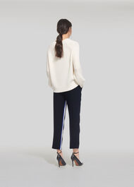 Stripe Insert Crepe Trouser Navy