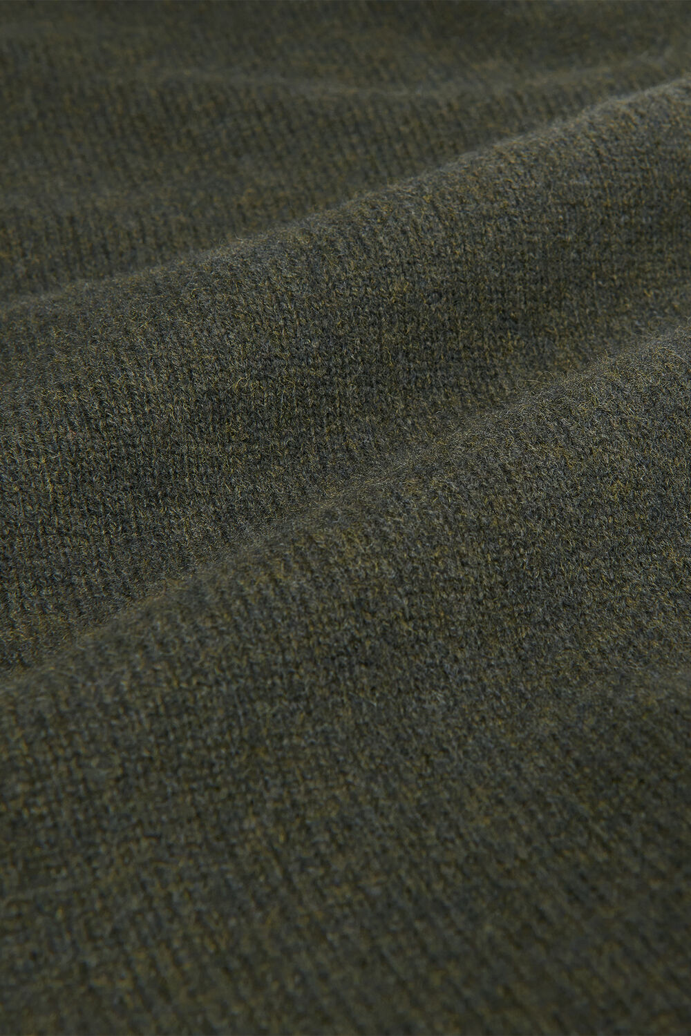 Dark Green Funnel Neck Wool Midi Dress
