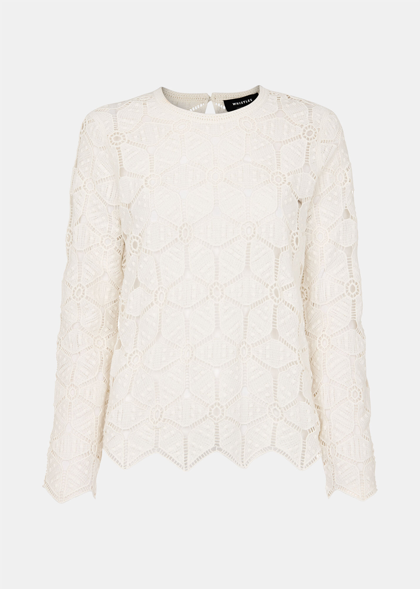 White Crochet Long Sleeve Knit | WHISTLES | Whistles UK |