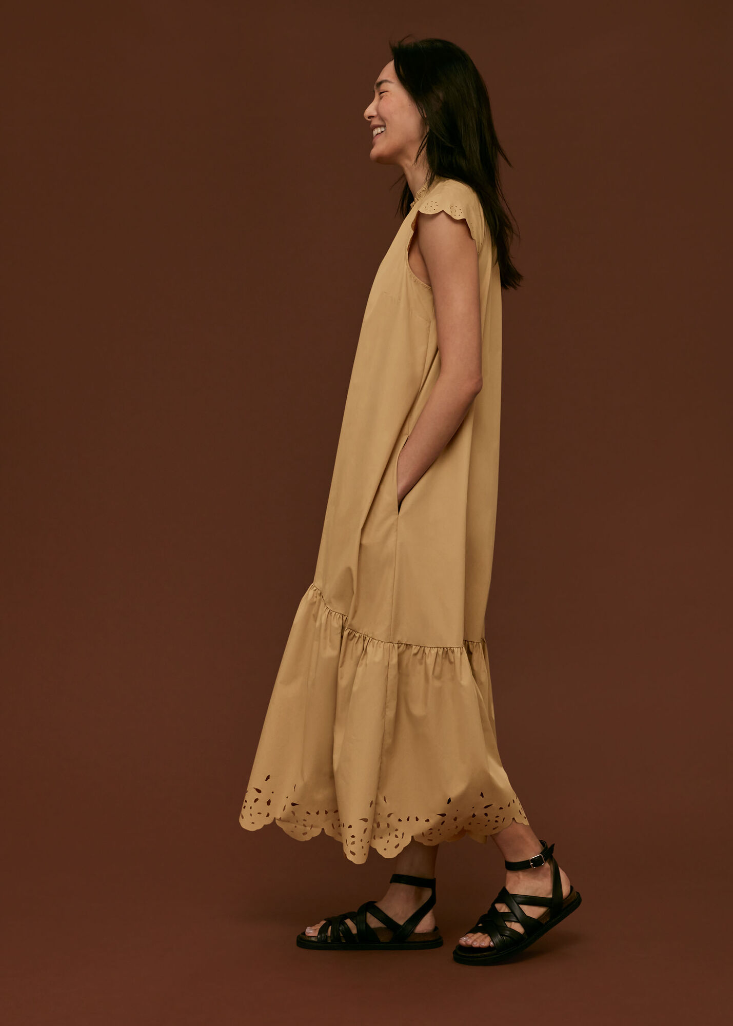 Neutral Elsie Broderie Shirt Dress WHISTLES Whistles UK