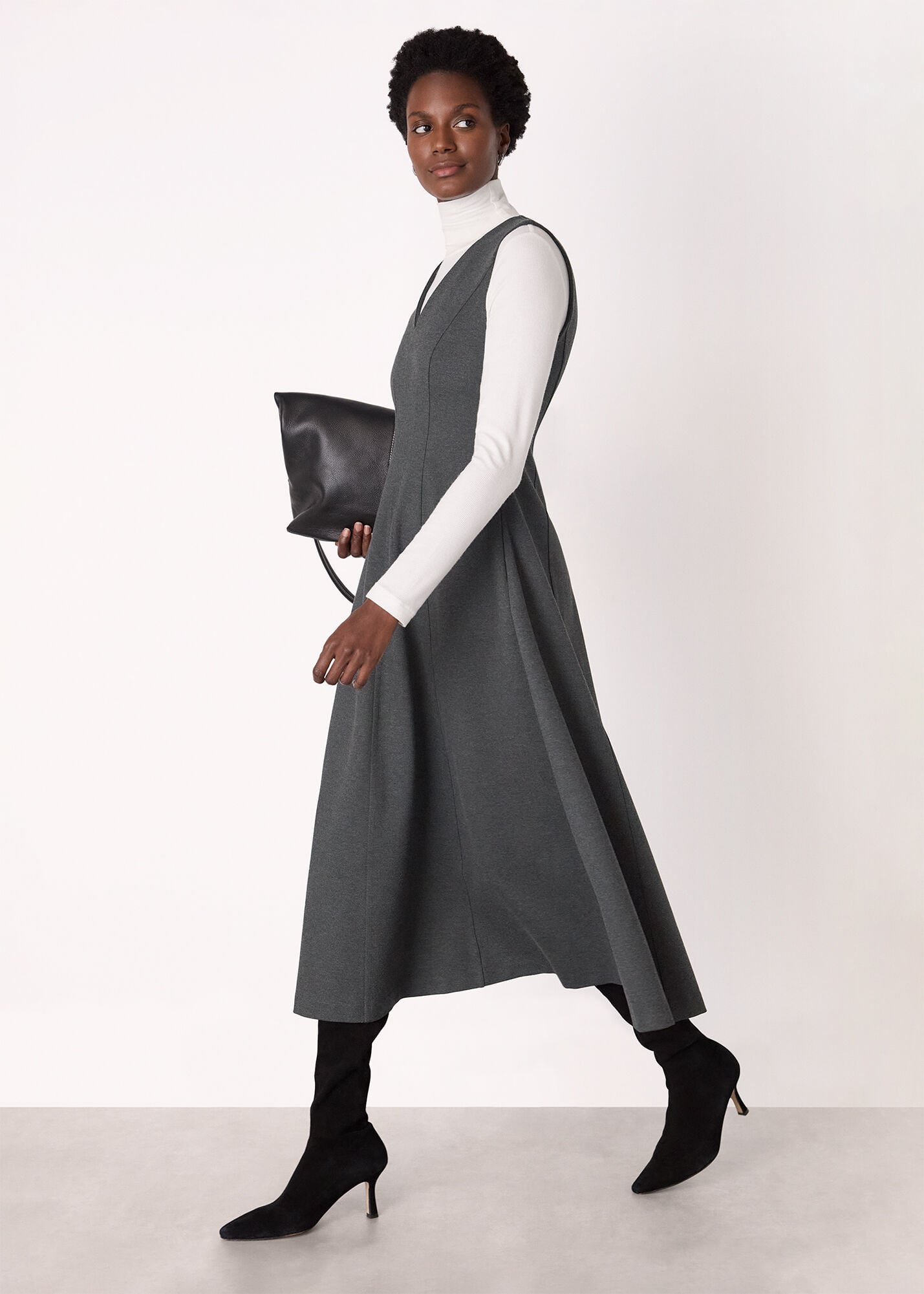 Grey Marl Ponte Layering Midi Dress | WHISTLES | Whistles US |
