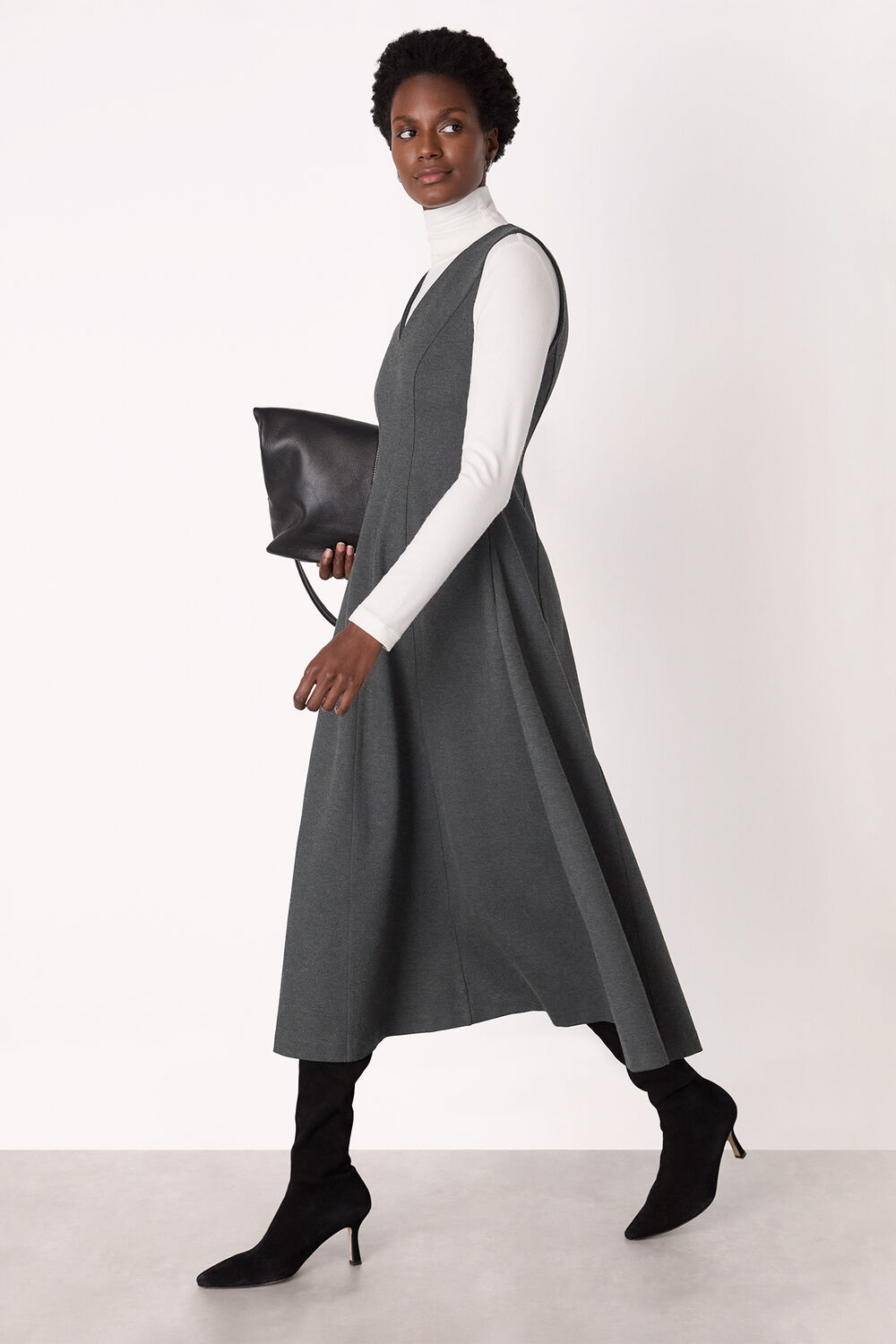 Grey Marl Ponte Layering Midi Dress