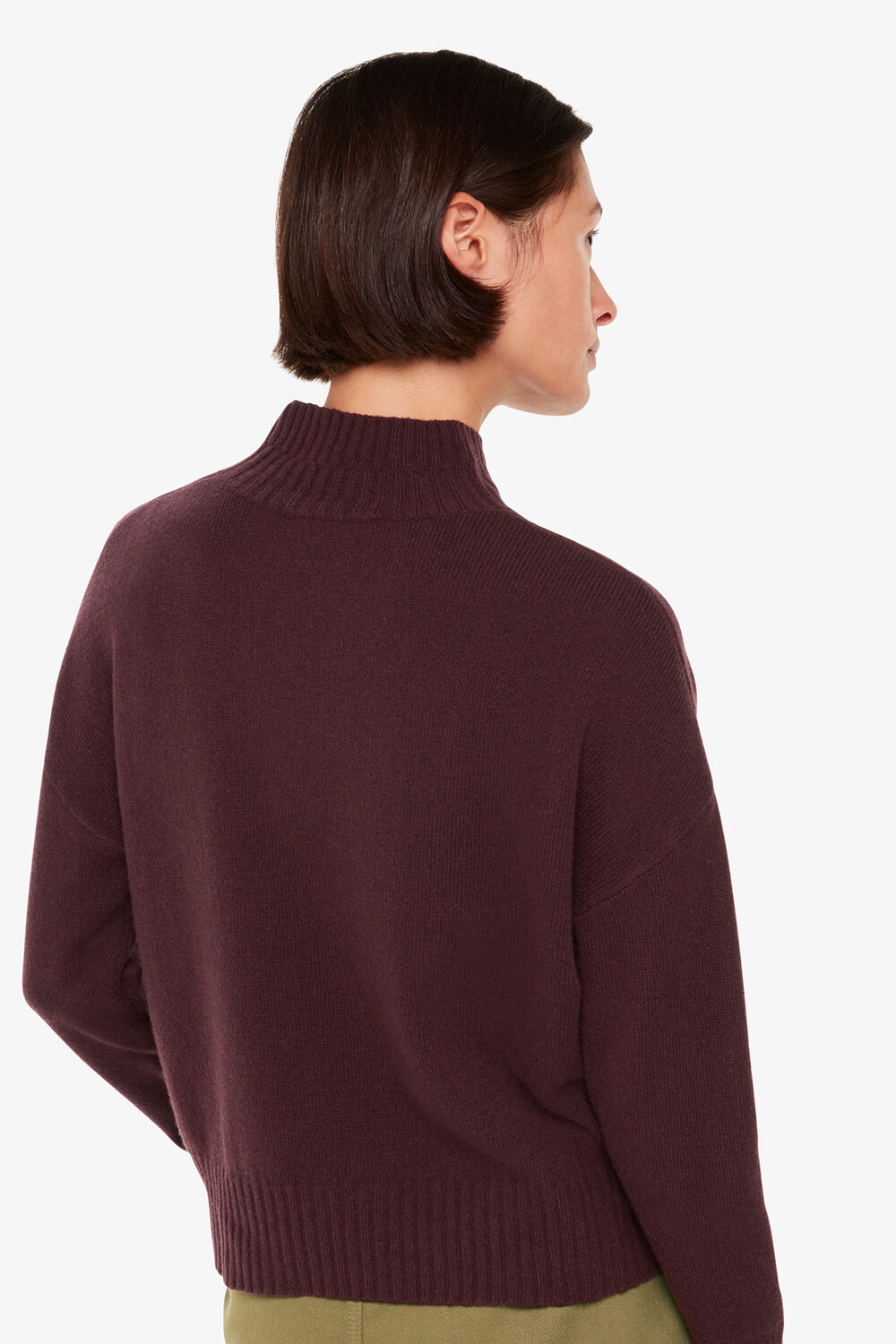 Wool Double Trim Funnel Neck